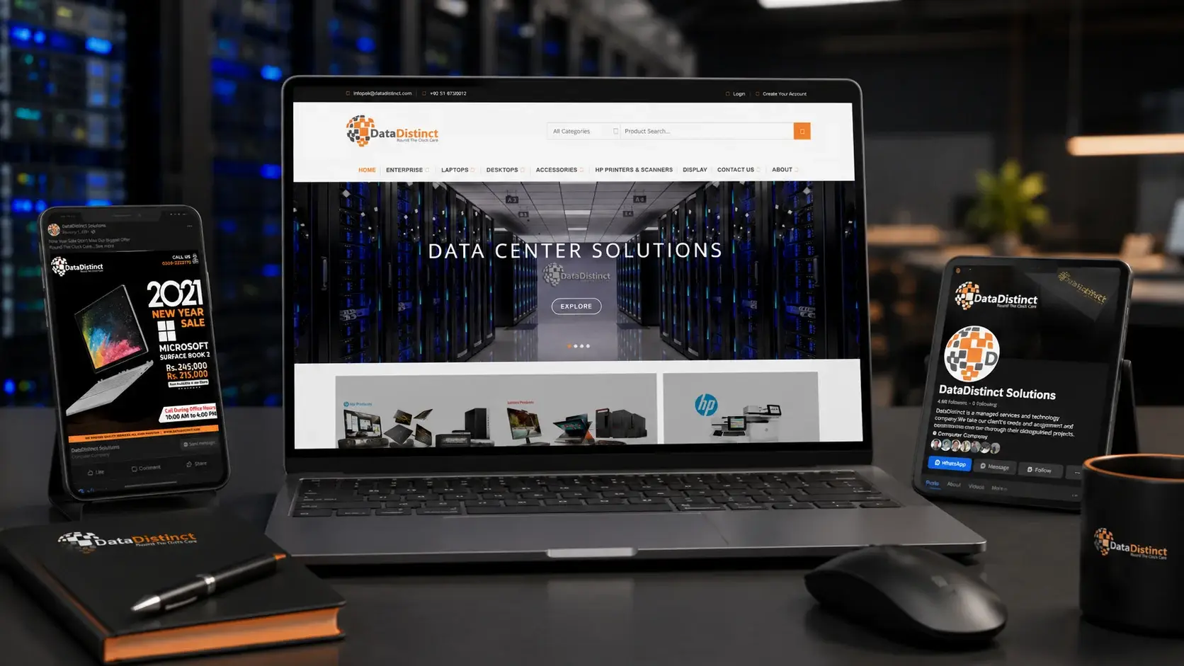 DataDistinct brand and e-commerce site by zohlink shown on desktop and mobile